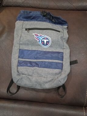 NFL Tennessee Titans Gray & Navy Drawstring Backpack